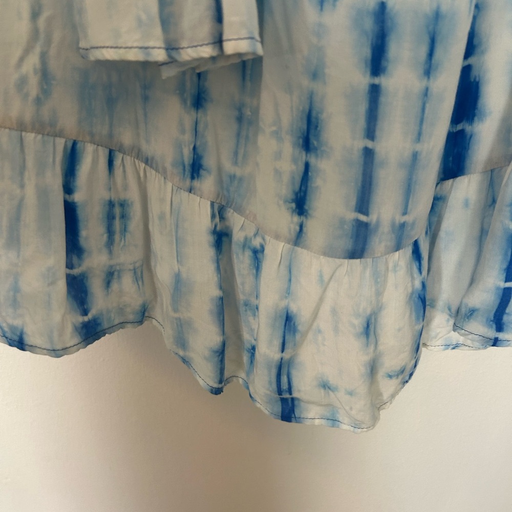 Very J Blue and White Cold Shoulder Tie-Dye Dress - Picture 6 of 8